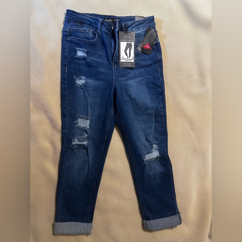 #473 Royalty For Me Blue Skinny Jeans Distressed Style Sz 10 NWT